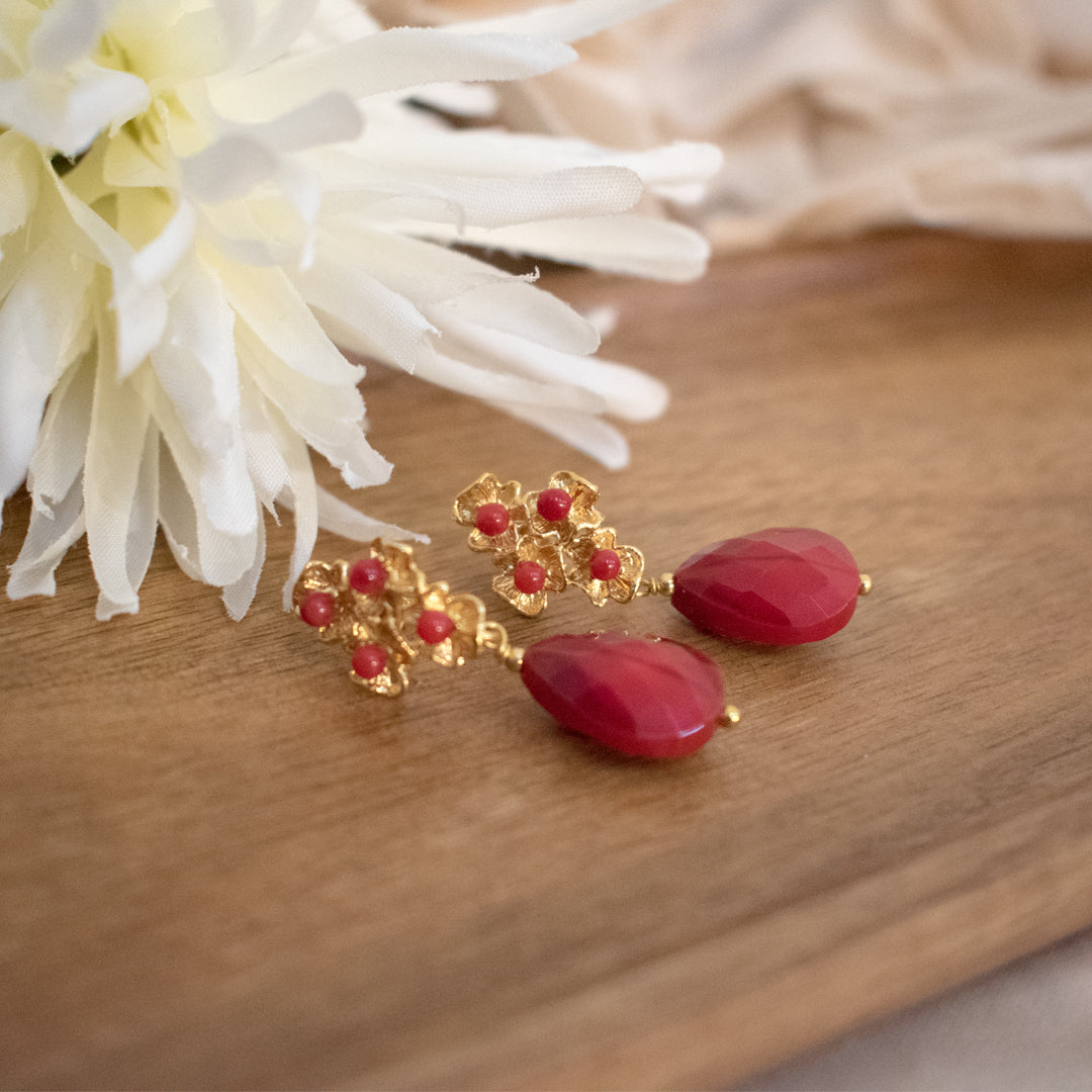 Arete Cuatro Flores con Cristal