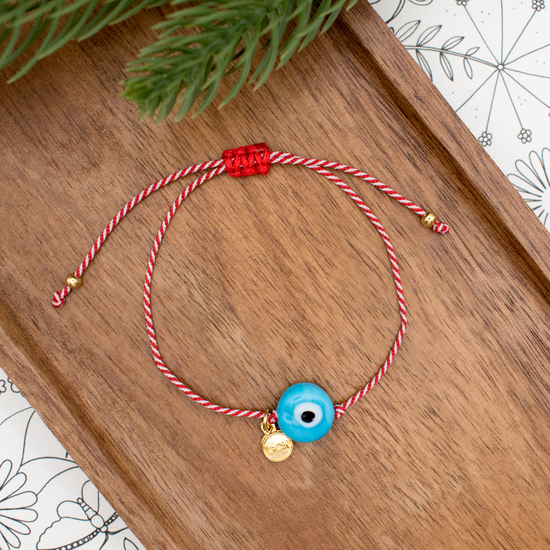 Pulsera Hilo Bicolor Ojo Azul