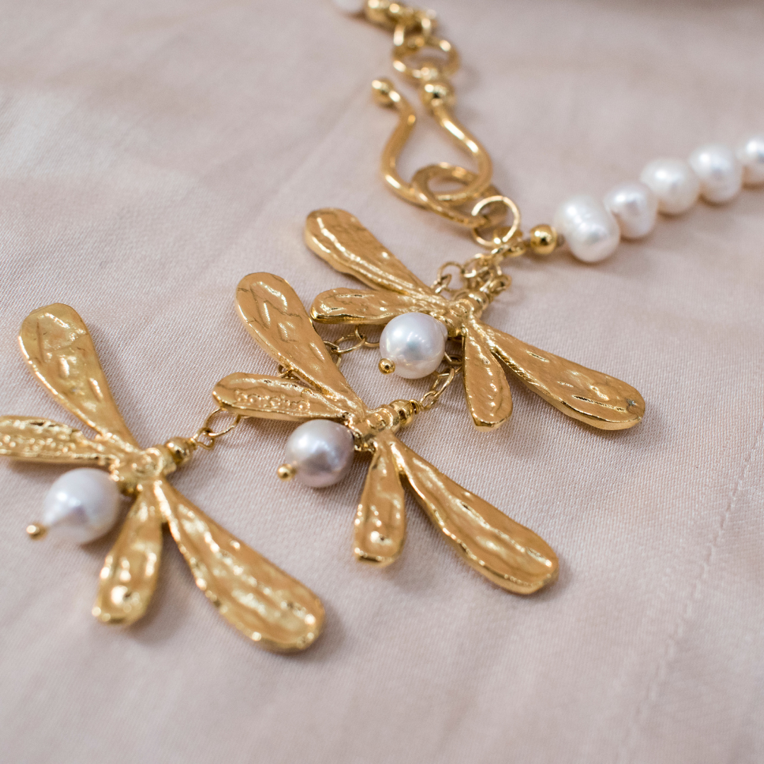 Collar Lluvia Libélula Perla