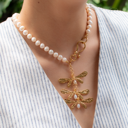 Collar Lluvia Libélula Perla