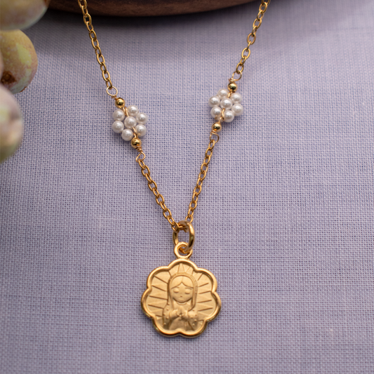 Collar Cucamona Virgen de Guadalupe con Flores