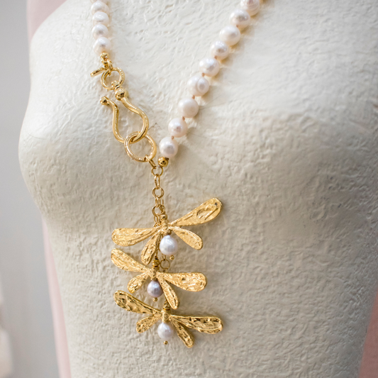 Collar Lluvia Libélula Perla